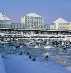 Nymphenburg castle and park in winter